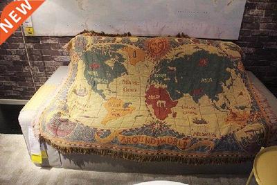 American rural style World map Sofa Throw Blanket Towel