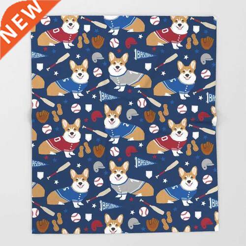 Corgi Baseball Themes Sports Gifts Throw Blanket Portable