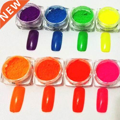8 Colors Glitter Nail Polish Powder Luminous Acrylic Art
