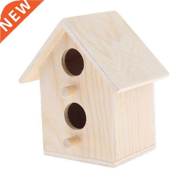 birdhouse - cage rough wood perch hut - wooden cabin