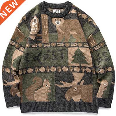 Wnter Vntage Sweater Men New Japanese Cute Bear Couples Kn