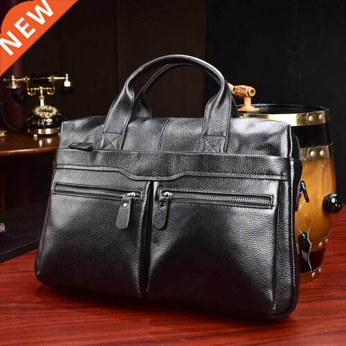 MAHEU Brand Fashion Designer Leather Messenger Briefcase Men
