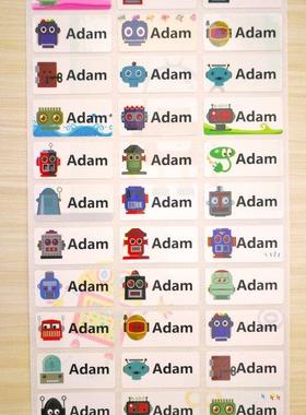 Custom Name Sticker Cute Cartoon Robot Children Stickers Wat