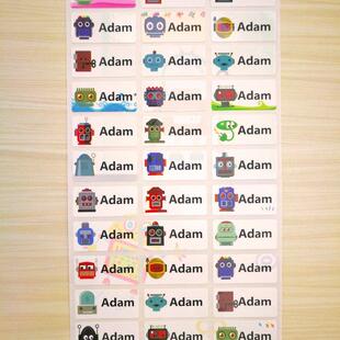 Custom Name Sticker Cute Cartoon Robot Children Stickers Wat