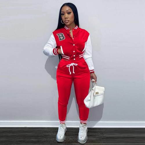 Adogirl Casual Baseball Jurk Two Piece Set Autumn Women Trac