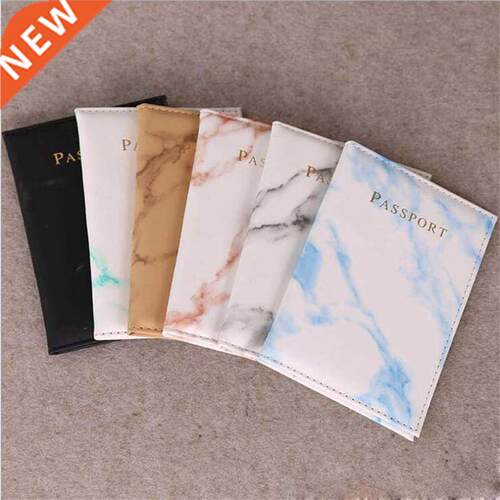 Fashion Women Men Passport Cover Pu Leather Marble Style Tra