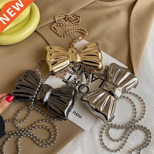 Metal Mini Bow Crossbo Bags For Women Fashion Silver Gold