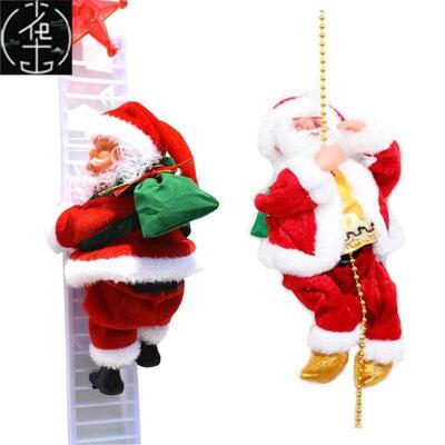 lad climbing beads music electric Santa Claus doll orname