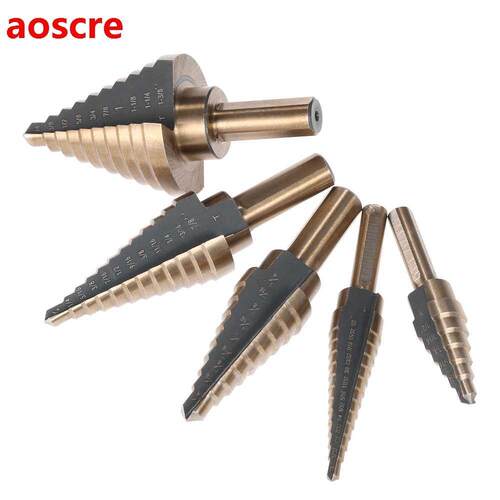 5pcs High Speed Steel 4241 Step Drill Bit Set Round Shank Tw
