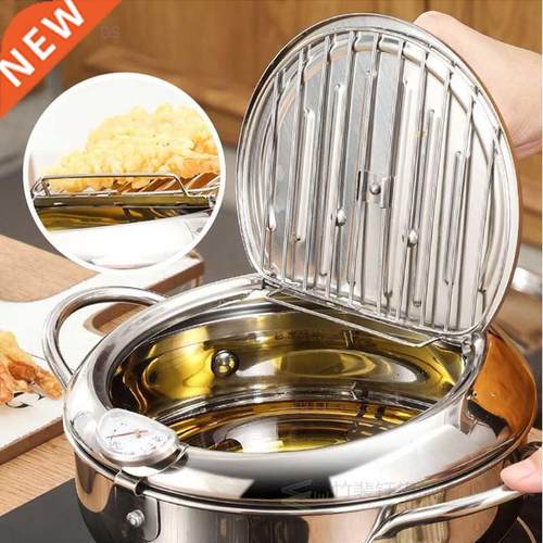 Stainless Steel Frying Pan Kitchen Deep Frying Pot Temperatu