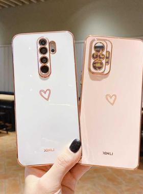 Square Plating Love Heart Silicone Phone Case For Xiaomi Red