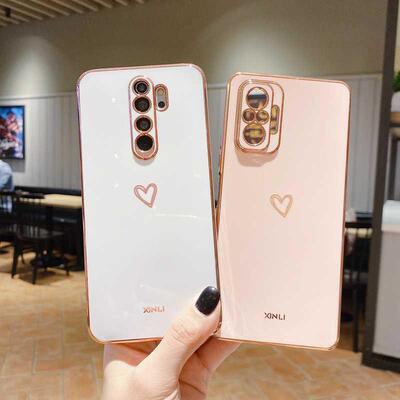 Square Plating Love Heart Silicone Phone Case For Xiaomi Red