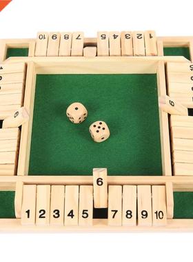 Four Sided 10 Numbers Shut The Box Bod Game Wooden Flap