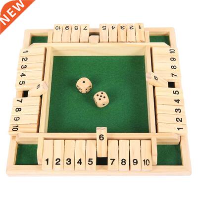 Four Sided 10 Numbers Shut The Box Bod Game Wooden Flap