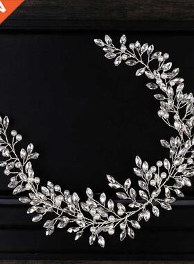 AiliBride Pearl Crystal Headband Wedding Hair Vine Tiara Hea