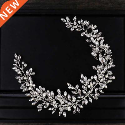 AiliBride Pearl Crystal Headband Wedding Hair Vine Tiara Hea