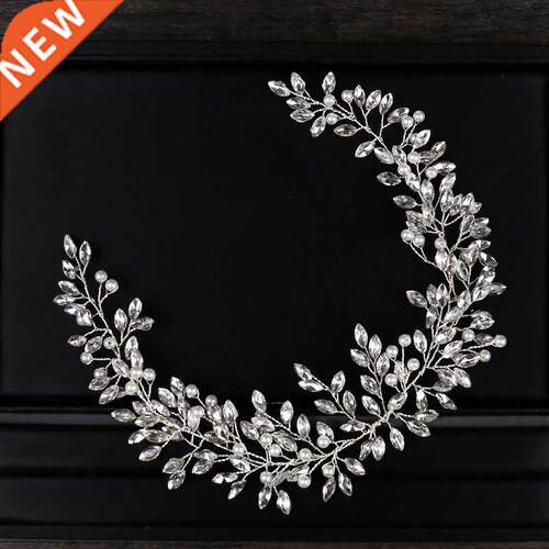 AiliBride Pearl Crystal Headband Wedding Hair Vine Tiara Hea