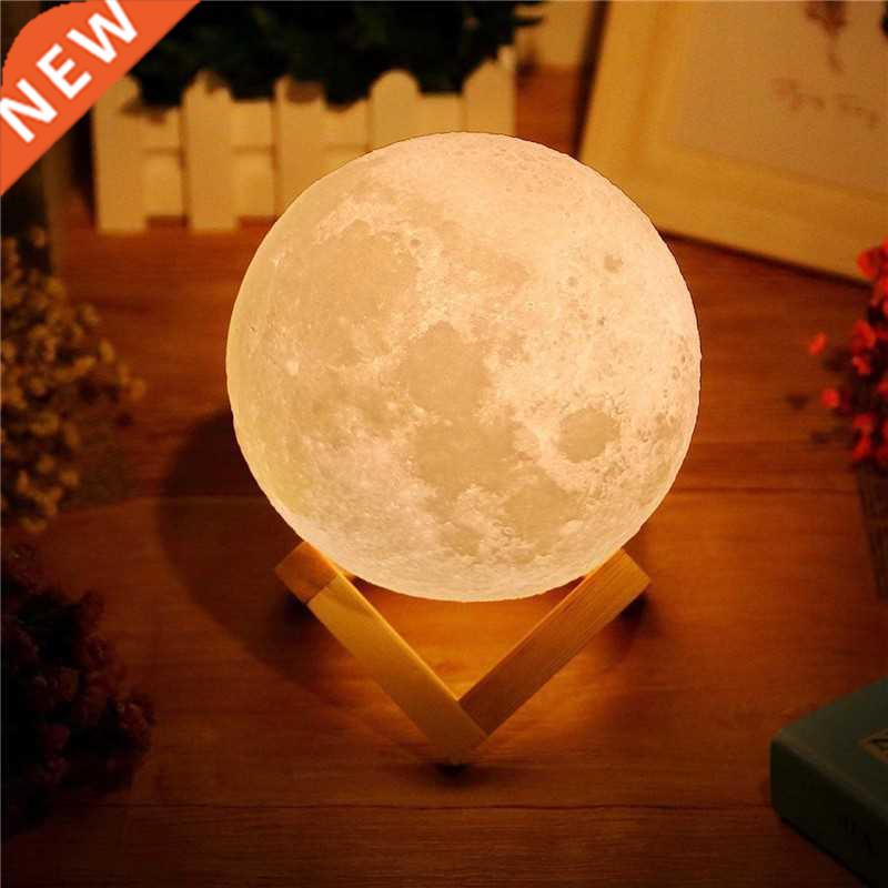 Rechargeable LED Night Light 3D Print Moon Lamp Tap Touch 2