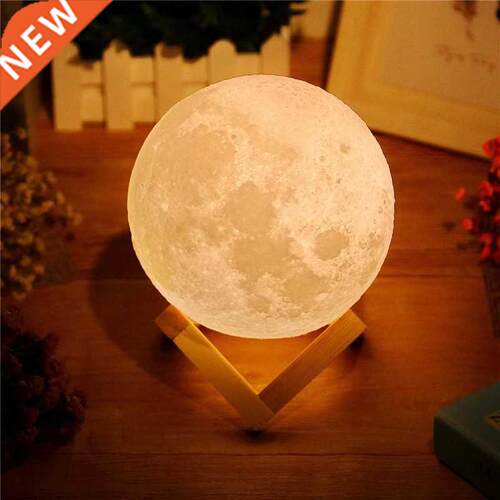 Rechargeable LED Night Light 3D Print Moon Lamp Tap Touch 2