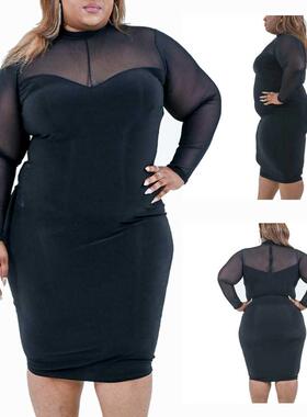 XL-5XL large size fat  woen black dress大码黑色连衣裙