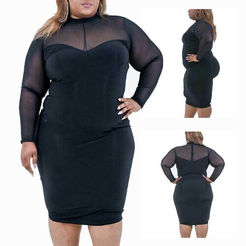 XL-5XL large size fat  woen black dress大码黑色连衣裙