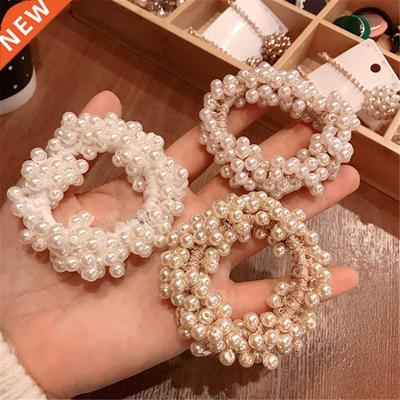 6 Colors Woman Elegant Pearl Hair Ties Beads Girls Scrunchie