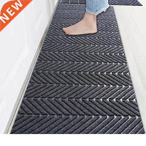 Thin Long Kitchen Mat Anti Slip Stripe Khaki Waterproof Oilp