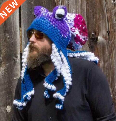 Octopus Beard Hand Weave Knit Wool Hats Men Christmas Cospla