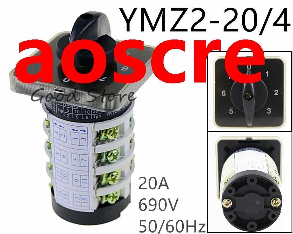 YMZ12-20/4 20A 690V 4 section Rotary switch knob 6 position