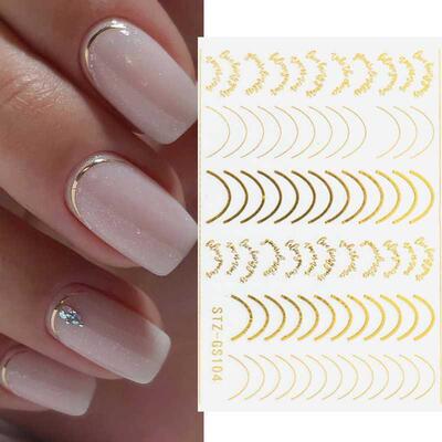D Lines Nail Stickers  Rose Gold Metal Stripe Lines Lets