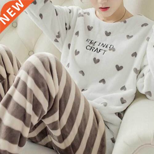 Autumn Winter Warm Flannel Women Pyjamas Sets Thick Coral Ve