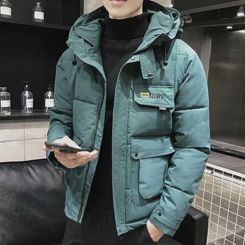 2021 New Winter Men Parka Big Pockets Casual Jacket Hooded S