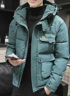 2021 New Winter Men Parka Big Pockets Casual Jacket Hooded S