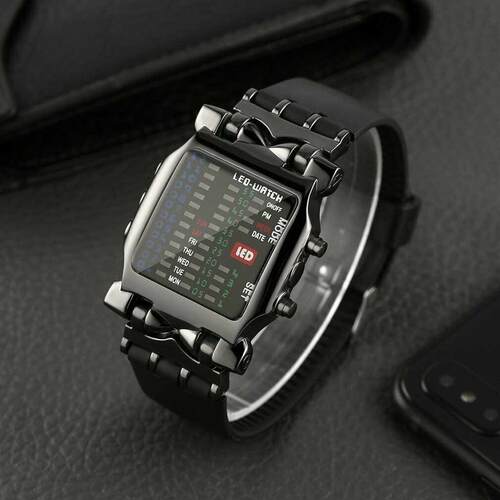 Luxury Stainless Steel Men Digital Watch Square Style Cool