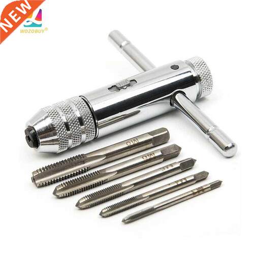 Adjustable Silver T-Handle Ratchet Tap Holder Wrench with 5p