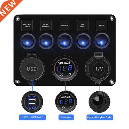 5 Gang Switch Panel For Car Boat Yac Caravan Truck Waterpr