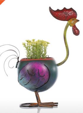 Flower Pot Delicate Realistic Iron Cock Garden Backyarder