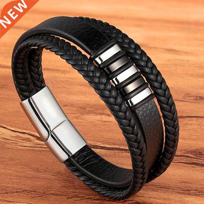 Fashion Stainless Steel Charm Magnetic Black Men Bracelet Le
