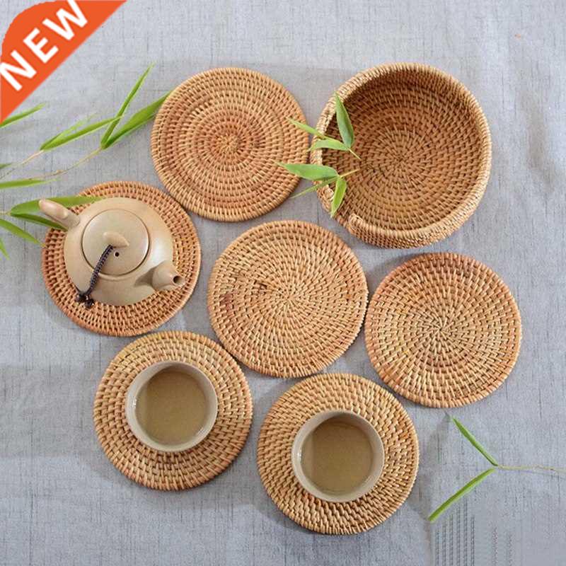 8/10/13/16/20cm Handmade Weave Non-slip Placemat Coaster