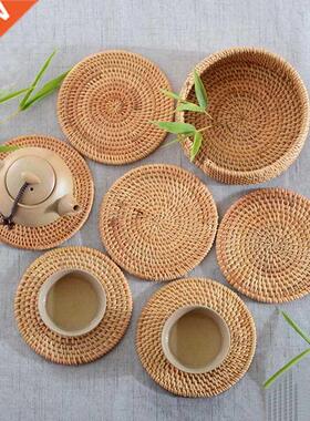 8/10/13/16/20cm Handmade Weave Non-slip Placemat Coaster