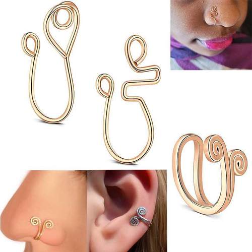 pcs Clip Cuff Nose Ring Fake Piercing Nostril Ear Cuff 2021