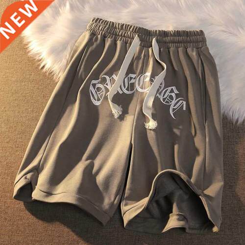 Vintage streetwear letter embroidery elastic waist loose out