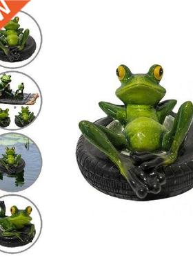 Resin Floating Bamboo raft Frog Statue duck Sculpture