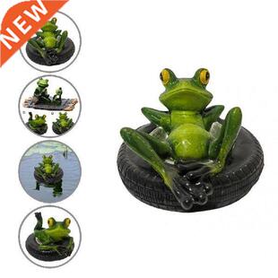 Resin Floating Bamboo raft Frog Statue duck Sculpture