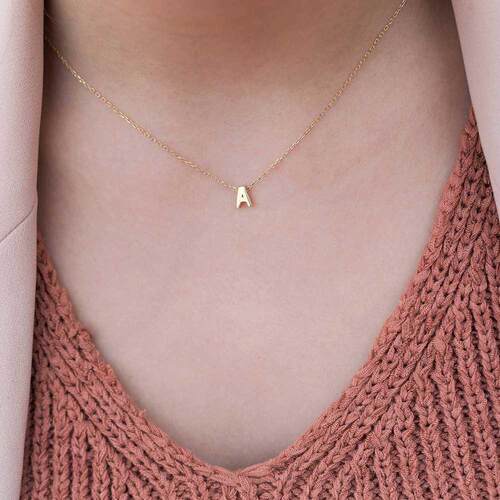 SNG Fashion Tiny Initial Necklace Gold Silver Color Cut Lett