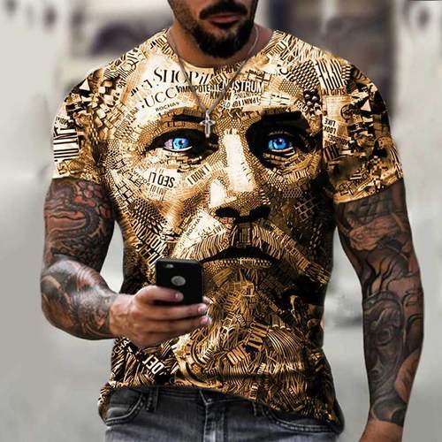 2022 Summer T-Shirt for Men Shirt 3D Fashion Print Tops O-Ne