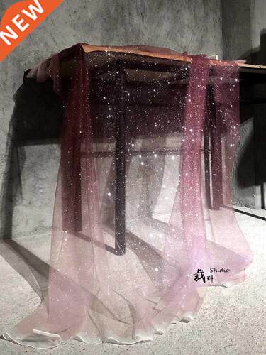 Wine Red Gradient Soft Veil Designer Fabric  Performance