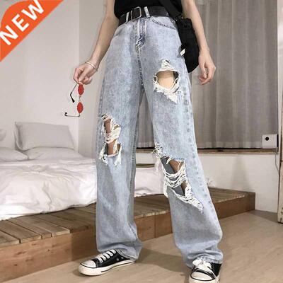 2020 New High Waist Ripped Jeans Women's hip hop Loose J