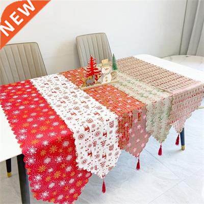 35*180cm Christmas Table Runner Red White Printing