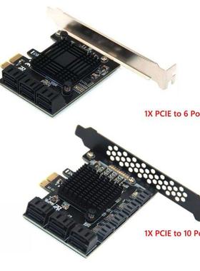 6/10 Port SATA PCIE Adapter PCIE X4 X8 X16 to SATA .0 6Gbps